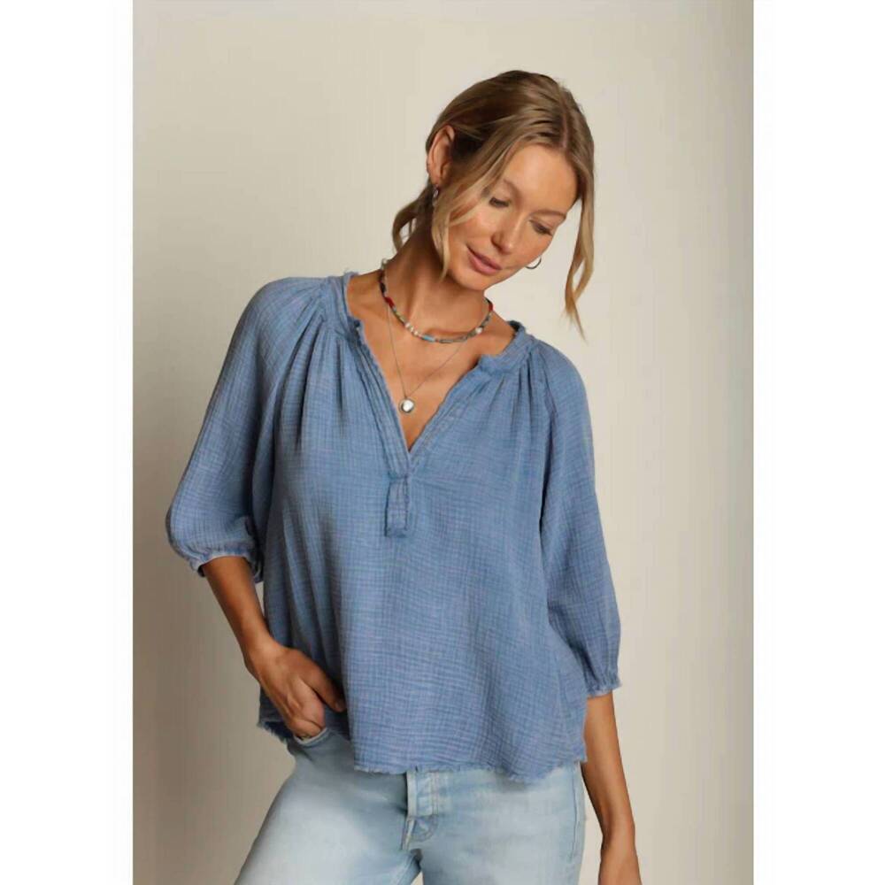 NEW DYLAN jolie top with fringe in vintage blue